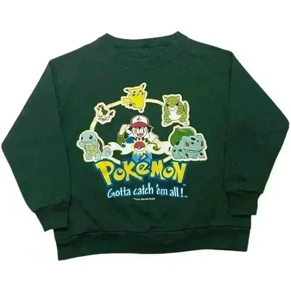 Pokémon Vintage 1999 Nintendo Green Crewneck - Picture 1 of 6